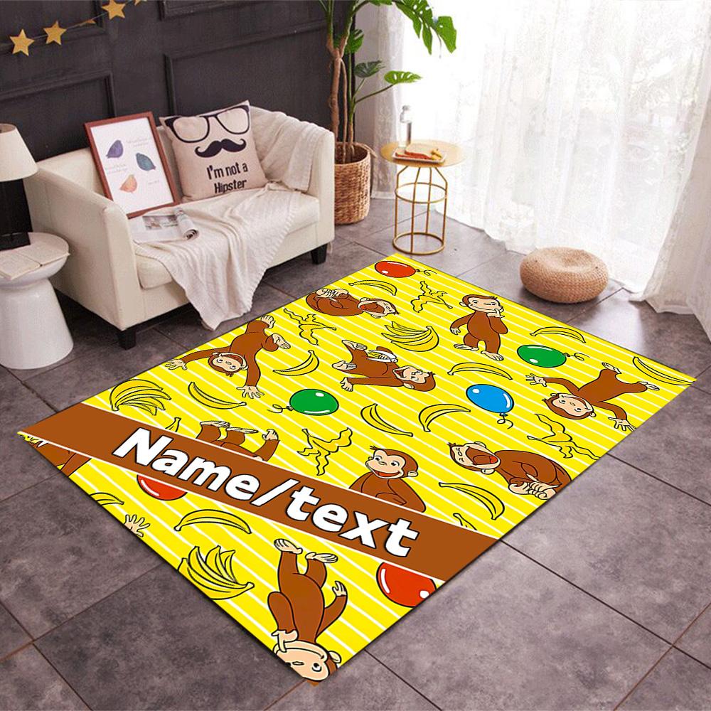 Curious Monkey Party Personalized Name Floor Mat Perfect for Bedrooms Study room Dormitory Playrooms Anti-slip Rug Decorate Offices