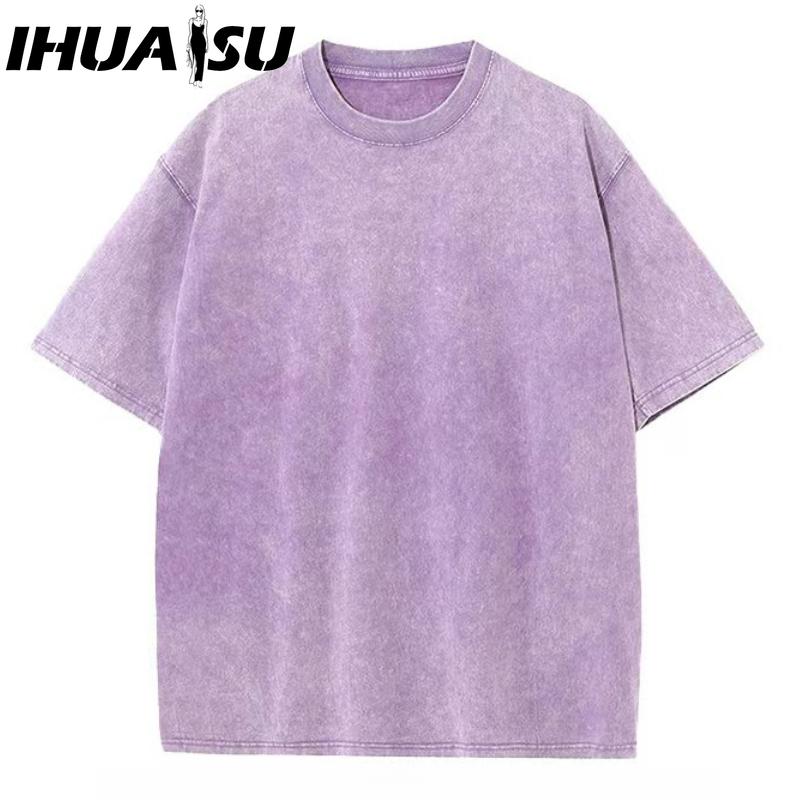 

Футболка с коротким рукавом IHUASU из хлопка, мужская модная свободная рубашка с коротким рукавом, напечатанная сострадательная рубашка XXL фиолетовый