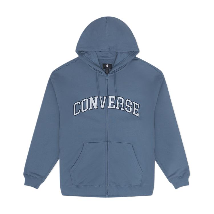Converse Sweatshirts Men s Blue Hooded Moderate Cardigan 10027083-A05 L