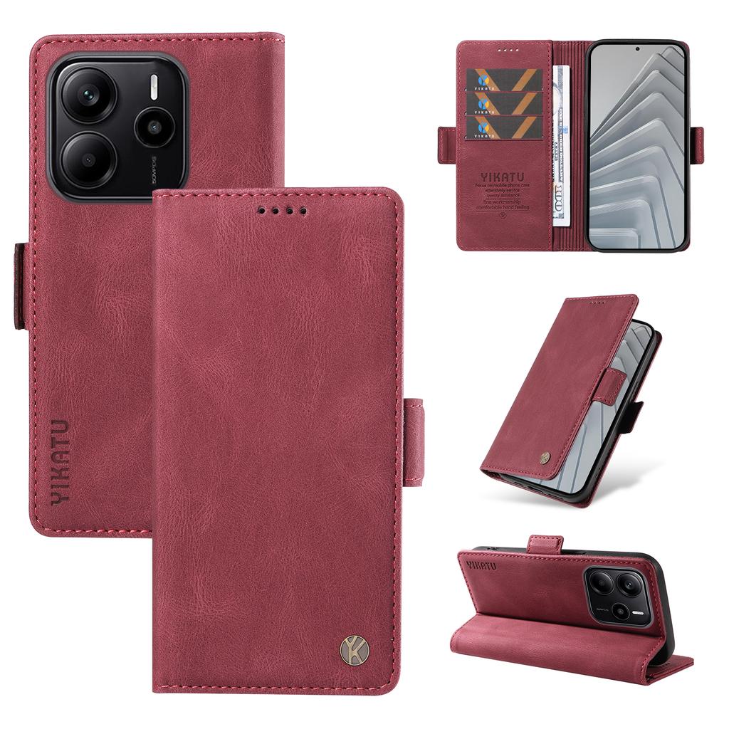 For Xiaomi Redmi Note 14 4G (164.84mm) Leather Case YIKATU YK-005 Skin-Touch Feeling Wallet Phone Cover