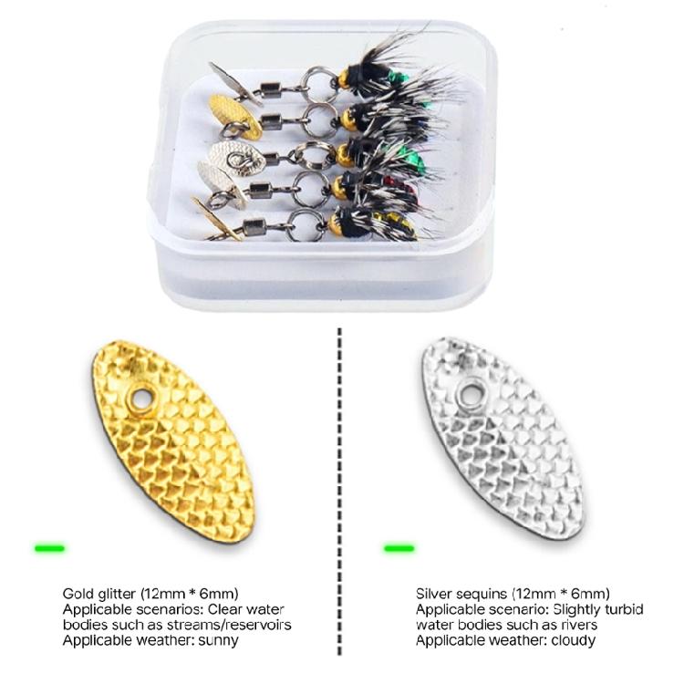 5pcs Mosche Insetti Lure da Pesca a Mosca Esca Paillettes Amo da Pesca Esca Esca