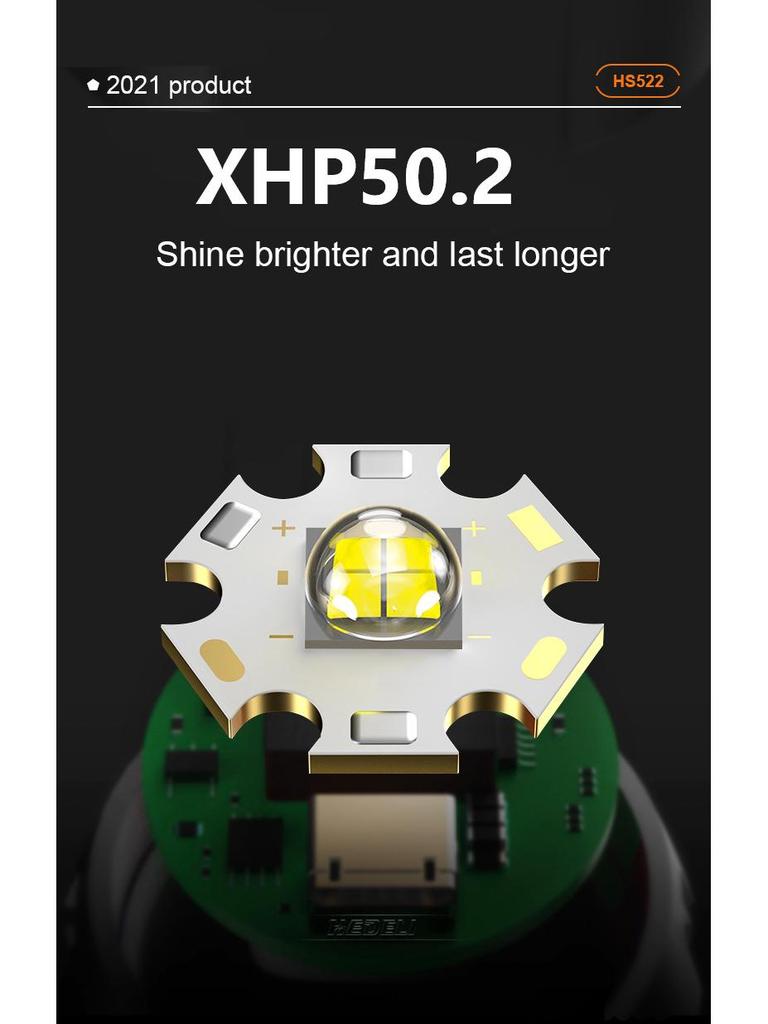 XHPp50 Aluminum Alloy Waterproof Flashlight with Telescopic Zoom & USB Charging