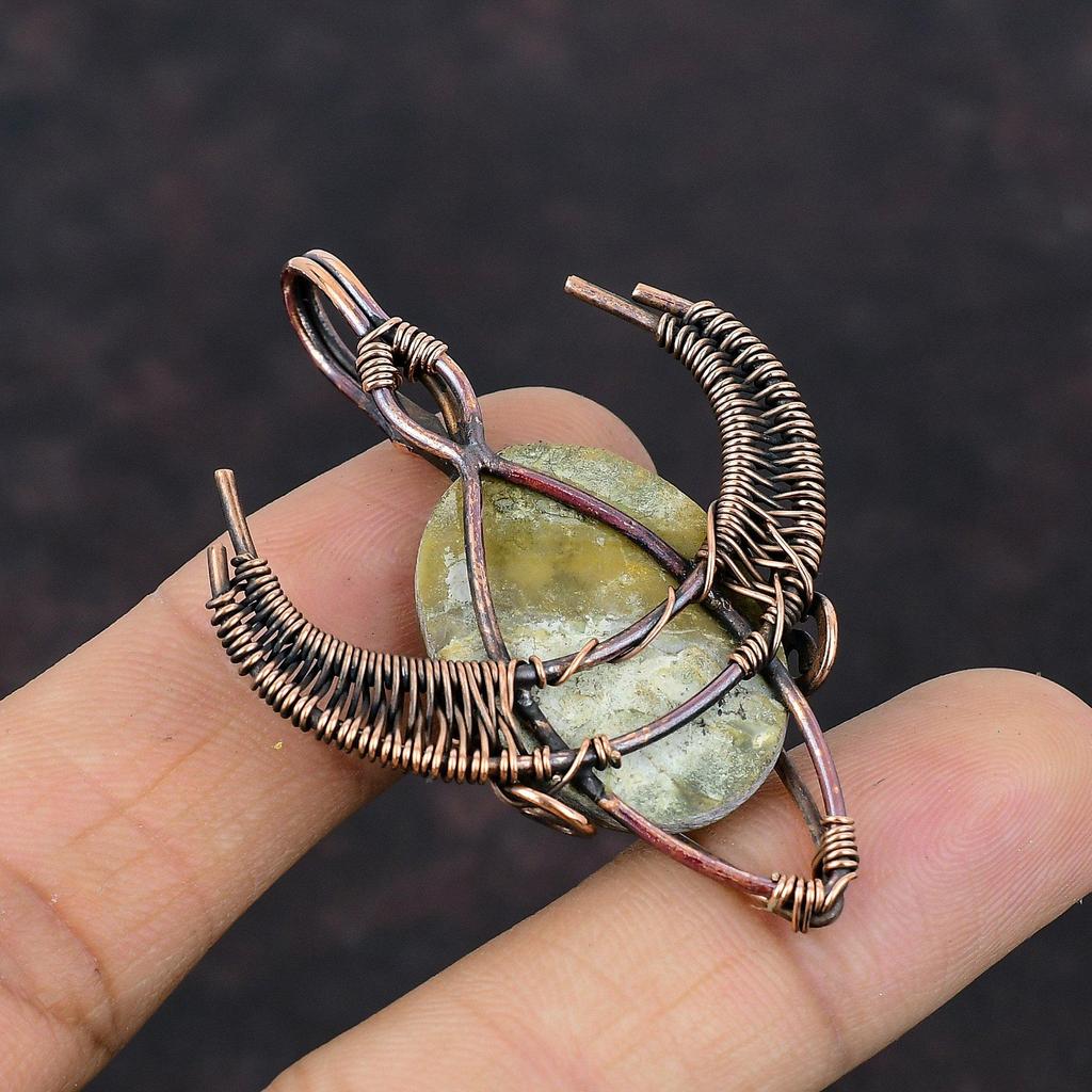 Mother Of Pearl Pendant Copper Wire Wrapped Pendant Handmade Copper Jewelry Bull Face Shape Pendants Gemstone Pendant For Gift Wire Jewelry