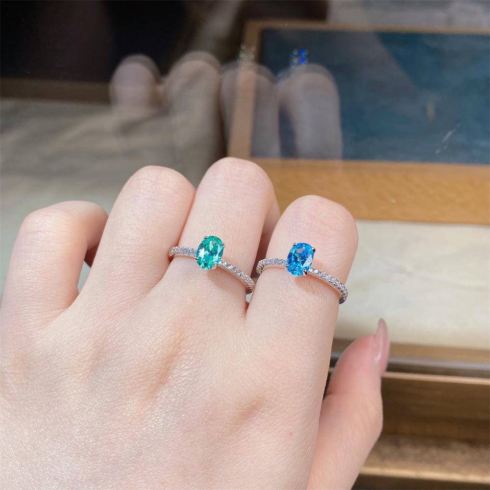 S925 Sterling Silver Wood Grain Ring, Emerald Cotton Floss Green Gem with Zircon and High Carbon Diamond Accents