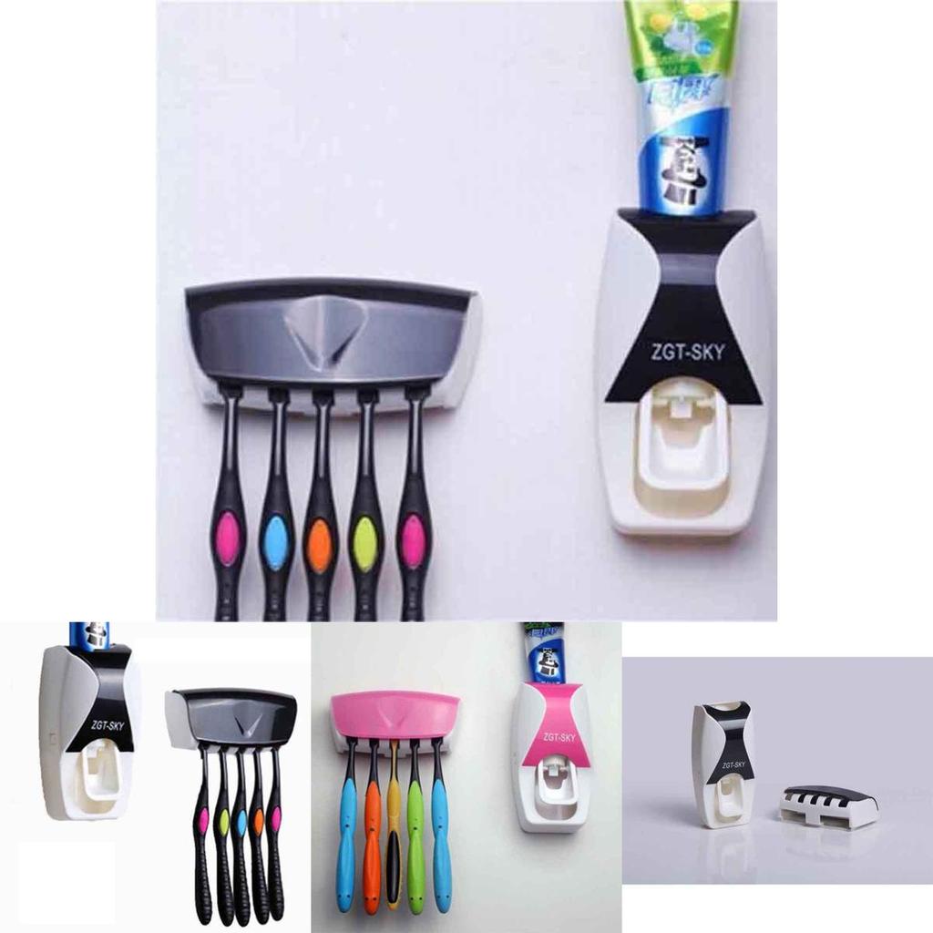 Automatic Lazy Toothpaste Dispenser And Toothbrush Holder Wall Mount Stand For Adults And Children
