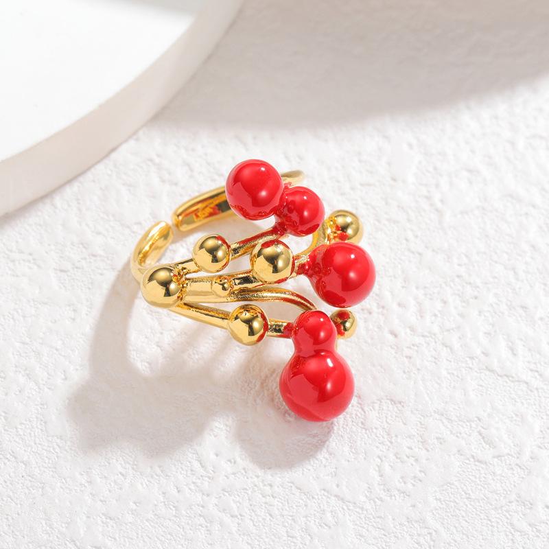 

18K Gold Geometric Round Ball Open Ring - Autumn/Winter Design, Titanium Steel Jewelry