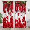 2stk Red Rose Abstrakt Marmormønster Gardiner Stanglomme Valentinsdagsdekorasjon Trykt Lysfiltrerende Kjøkkengardin