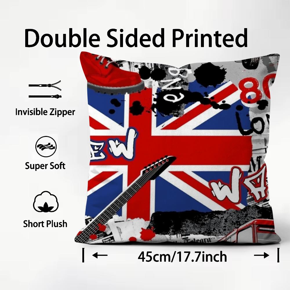 LOVE England Printed Cushion Cover Comfortable Reversible Pillow Cover Ideal for Car Sofa Bedroom & Beyond
