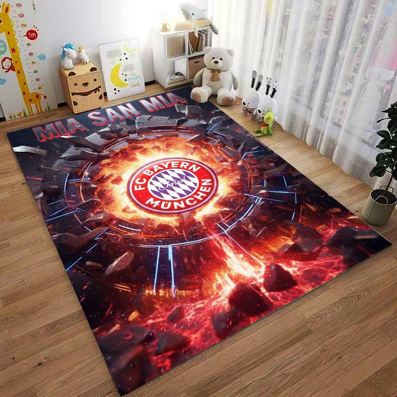 "Tappeto a Tema FC Bayern Monaco con Design Sfondo Esplosione di Fuoco" Adatto per l'uso come antiscivolo per soggiorno camera da letto divani