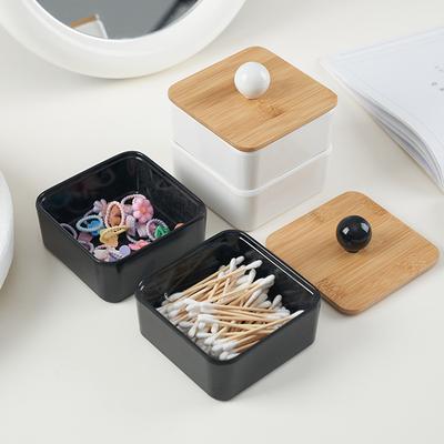 Japanese Style Simple Desktop Dustproof Cotton Swab Storage Box Sundries Small Box Cotton Pad Box Toothpick Storage Box