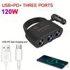 120W 3-in-1 Schnelllade-Autoladegerät für Mobiltelefone Zigarettenanzünder-Adapter Schnelllade-Stecker Telefon-Netzteil für Auto-DVR GP