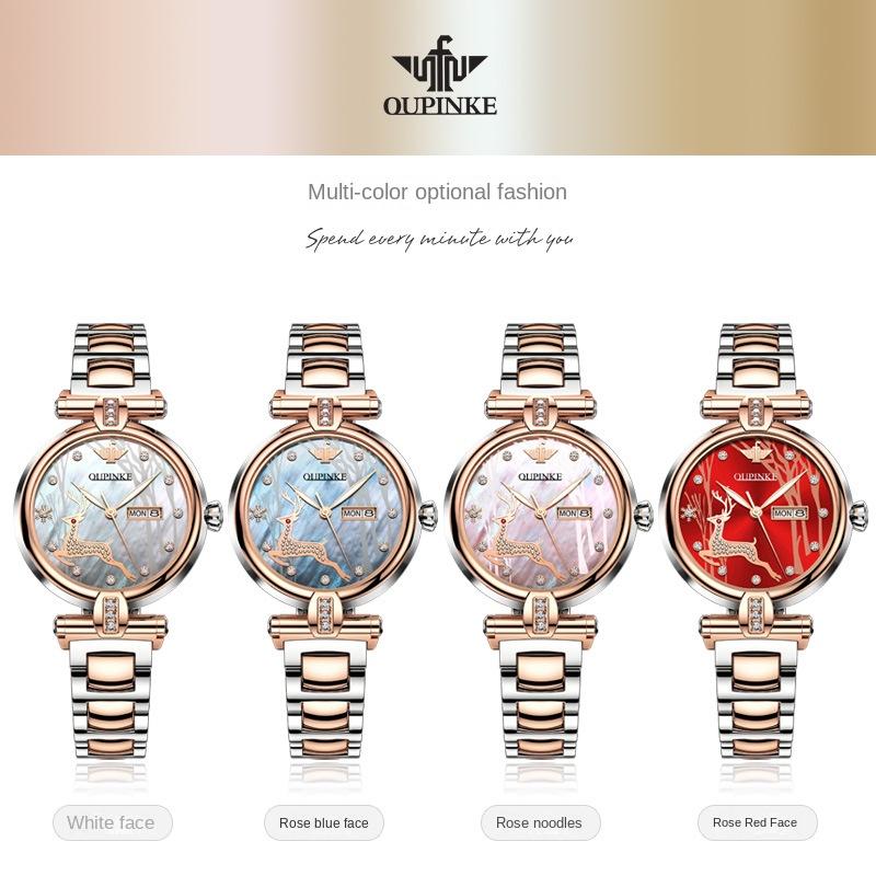OUPINKE Uhr Fashion Ins Wind Automatische Mechanische Uhr Wasserdichte Damenuhr