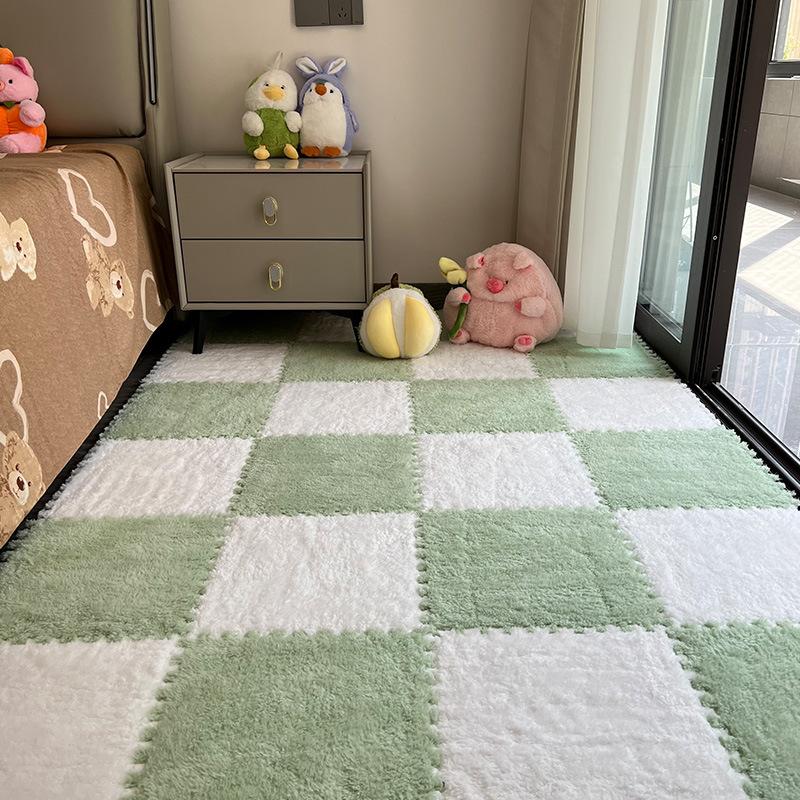 Bedside Plush Carpet Splicing Foam Floor Mat Cutting Winter Warm and Cold Resistant Velvet Texture Tatami Mat Bedroom Living Room Kitchen Home