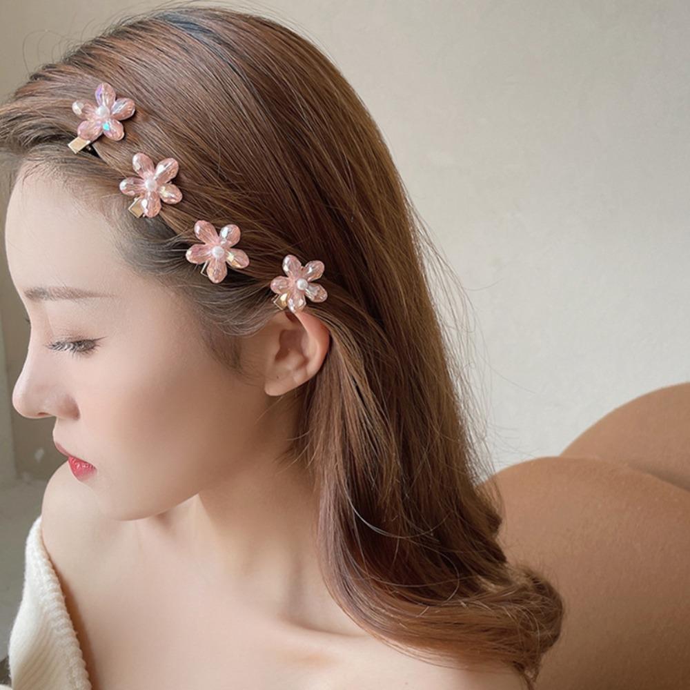 10 Stück Koreanischer Stil Perlen Blume Haarnadel Süß Damen Seitenclip Mini Haarkralle Haarzopfclip