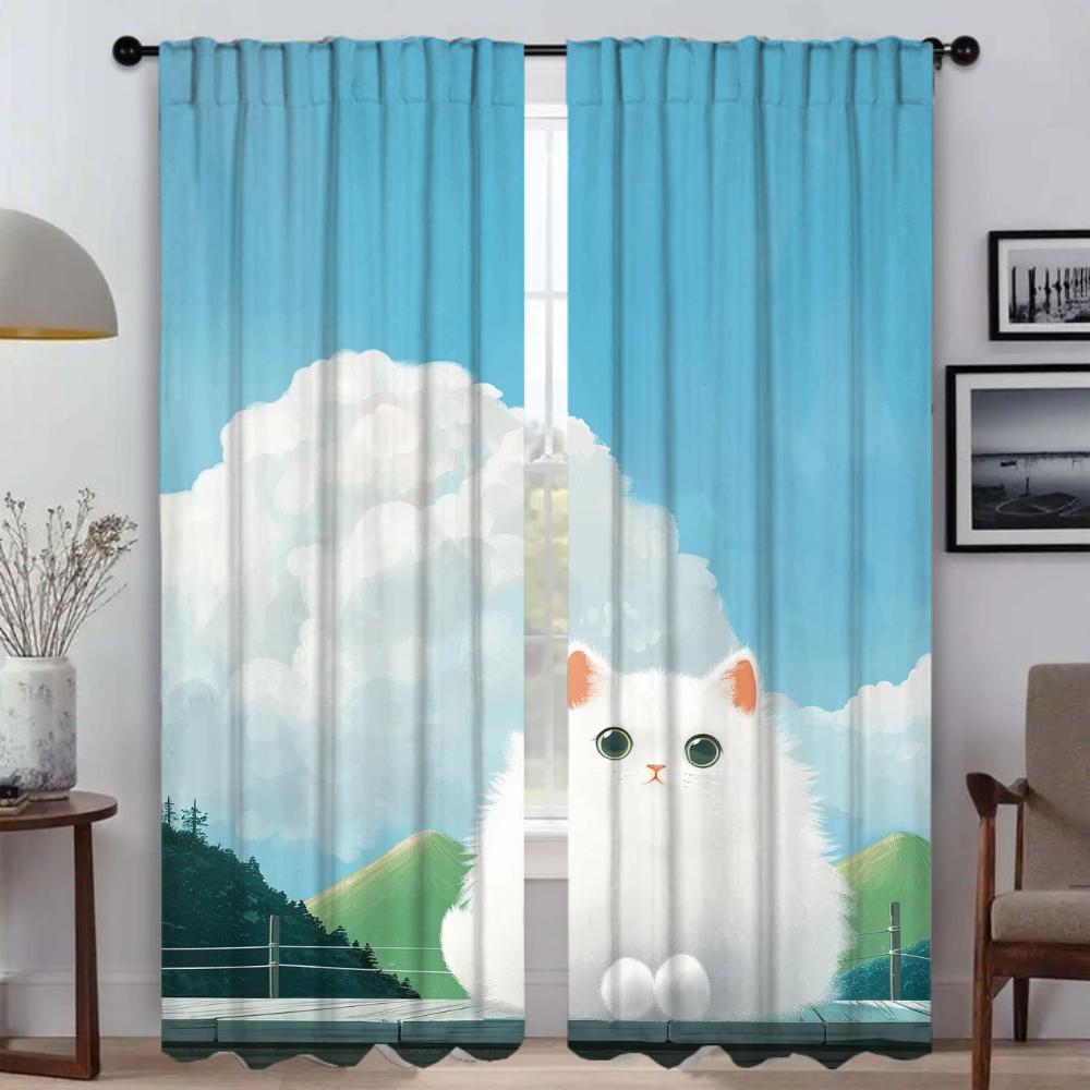 

Healing Kitty Halloween Decoration Оконная занавеска для комнаты 2-панельная кухонная занавеска тюль для спальни жалюзи разделительная гостиная W50xH70cmx2pcs-CL