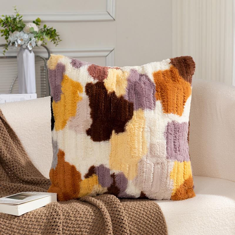 

New Six-Comb Rabbit Plush Multi-Color Throw Pillowcase Double-Sided Fleece Decoration Sofa Cushion Cover Headboard Pillow Covers 45x45cm