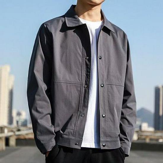 Men's Autumn Denim Jacket - Korean Style Trendy Workwear Streetwear, Casual Loose Fit for Autumn and Spring.