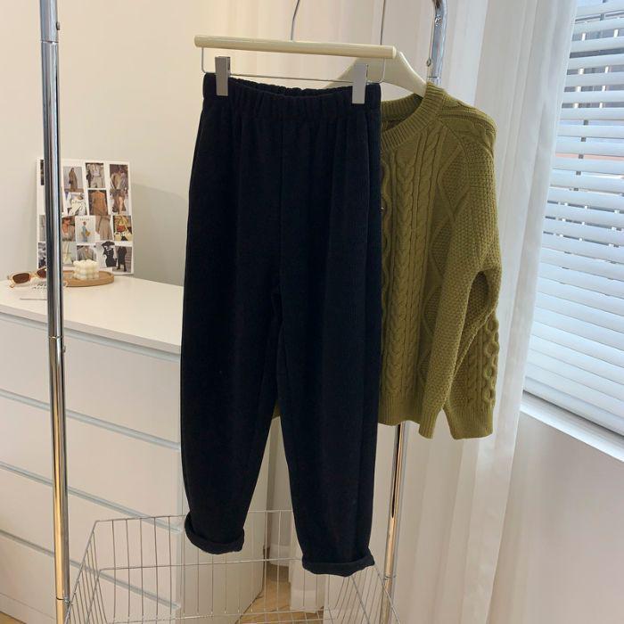 

Women s High-Waist Corduroy Harem Pants - Autumn/Winter, Velvet-Lined, Thickened, Cropped, Casual Sports Style Extra Large чорний