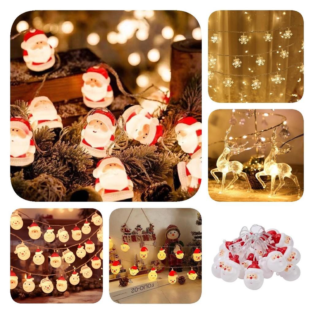 Led Battery Snowman Santa Claus Elk Fairy String Lights Outdoor Xmas Decor Tree