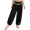 Womens Belly Dance Pants Low Waist Sequins Loose Harem Pants Baggy Design Halloween Arabian Performance Costume