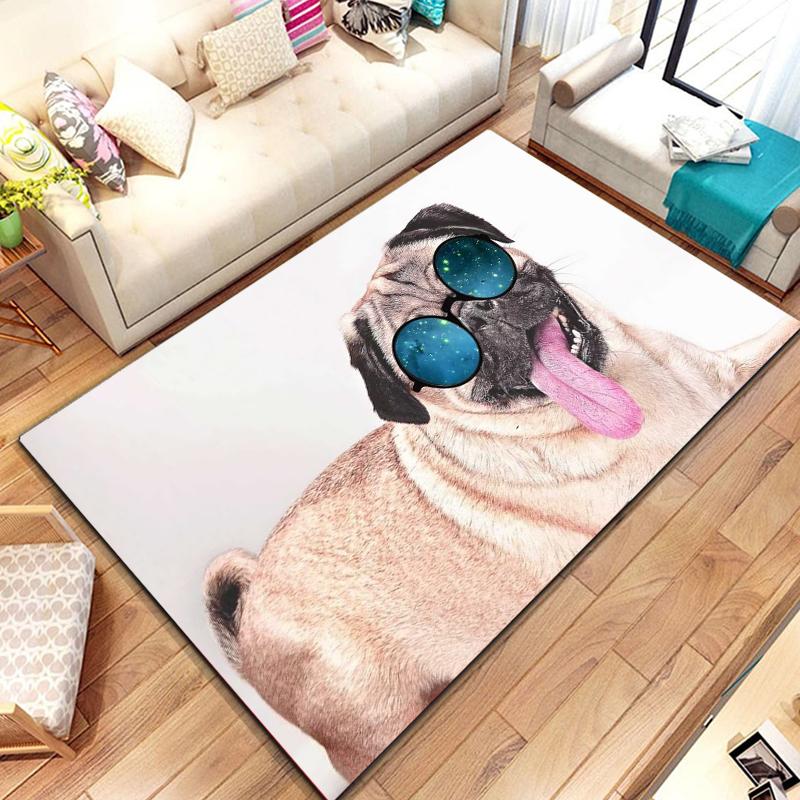 Lovely Pug Dog Water Absorption Anti-Slip Door Mat Cartoon Cute Animal Carpets Bedroom Rugs Decorative Stair Mats Home Decor