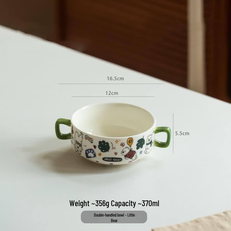 Kids  Double-Handle Ceramic Breakfast Bowl