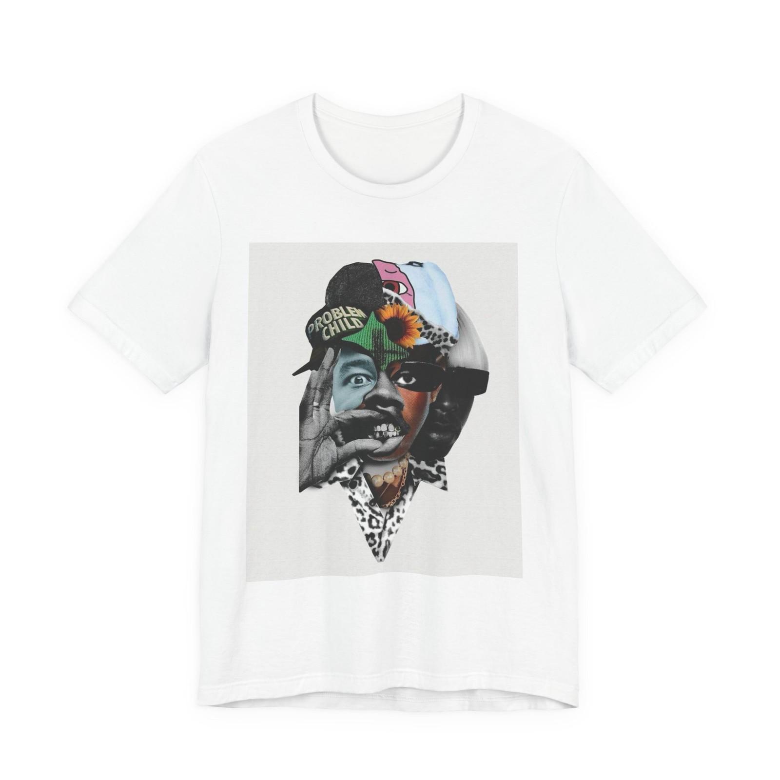 Abstract Collage Face Tee | Surreal Portrait Art, Mixed Media T-Shirt S