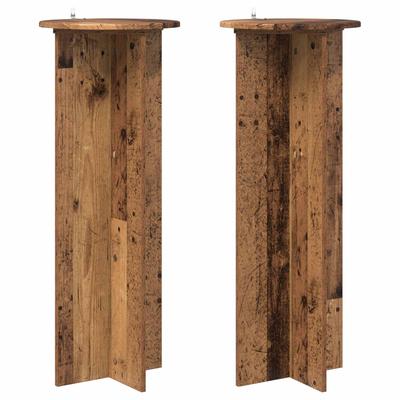 Plant Stand 2 Pcs Reclaimed Wood Look Ø40 X 100 Cm Engineered Wood