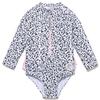Mazuliso Baby Swimsuit Rash Guard, UPF 50+ UV Protection, Girls' One-Piece, YKK Buttons, Long Sleeve (Spot, 3-6 Months)