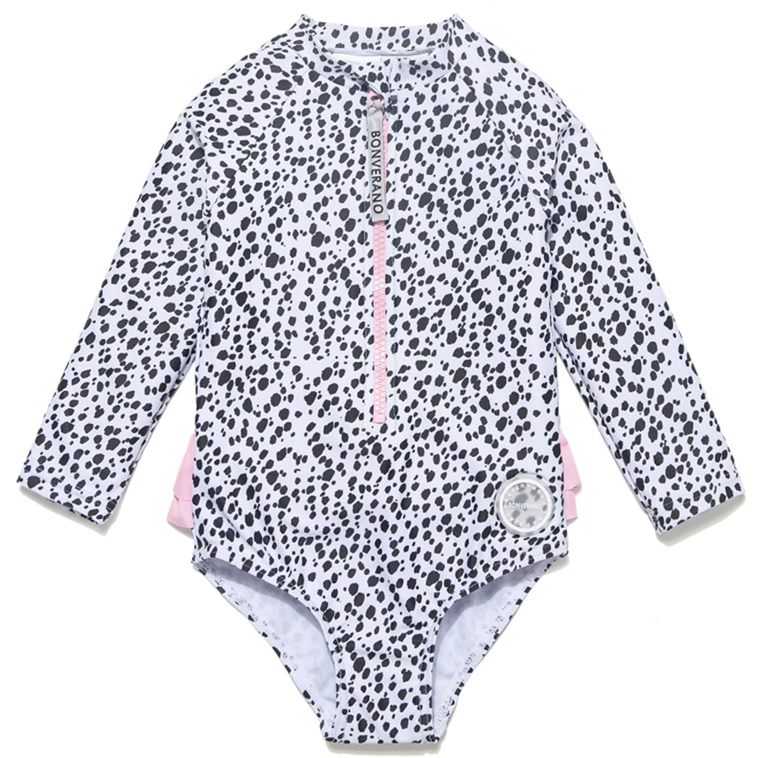 

Mazuliso Baby Swimsuit Rash Guard, UPF 50+ UV Protection, Girls One-Piece, YKK Buttons, Long Sleeve (Spot, 3-6 Months)