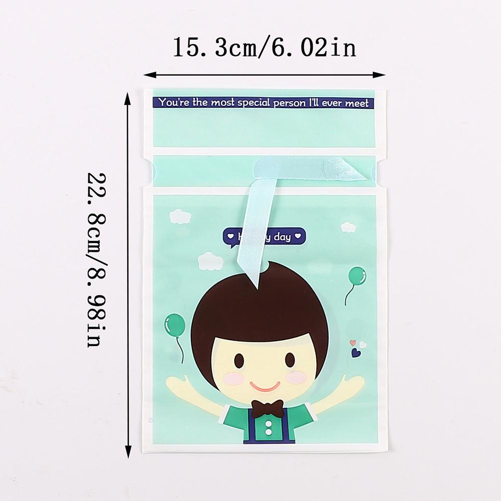 

10Pcs Drawstring Gift Bags for Baby Shower Party Plastic Boy Girl Pattern Cookie Snack Candy Packaging Bags With Ribbon as picture show&None