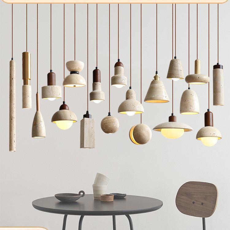 Stylish Yellow Travertine Wabi-Sabi Pendant Lights for Bedroom or Restaurant