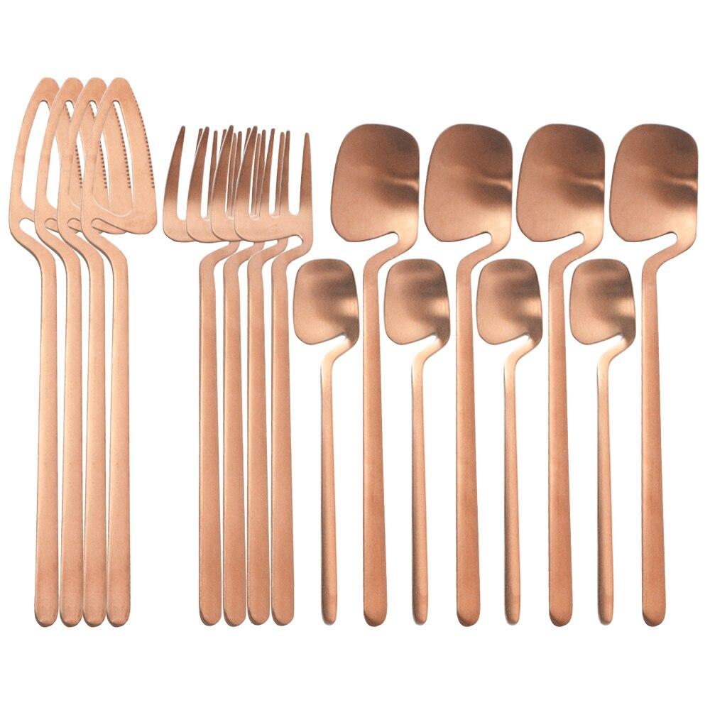 16Pcs Black Cutlery Set Knives Forks Tea Spoons Tableware Set Stainless Steel Matte Dinnerware Set Party Kitchen Silverware Flatware Set