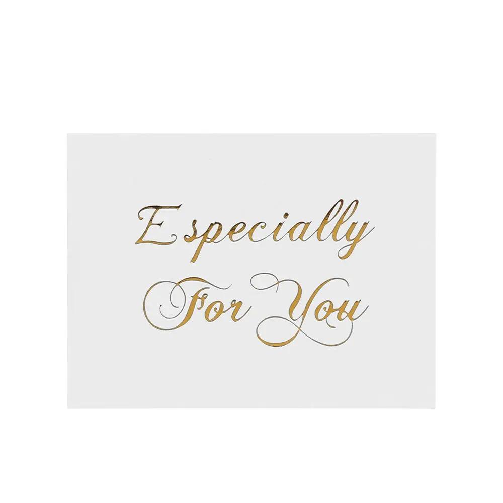 New High Quality 50PCS DIY Simple Design Wedding Party Handwriting Message Cards White Greeting Card Thank You Gold Stamping