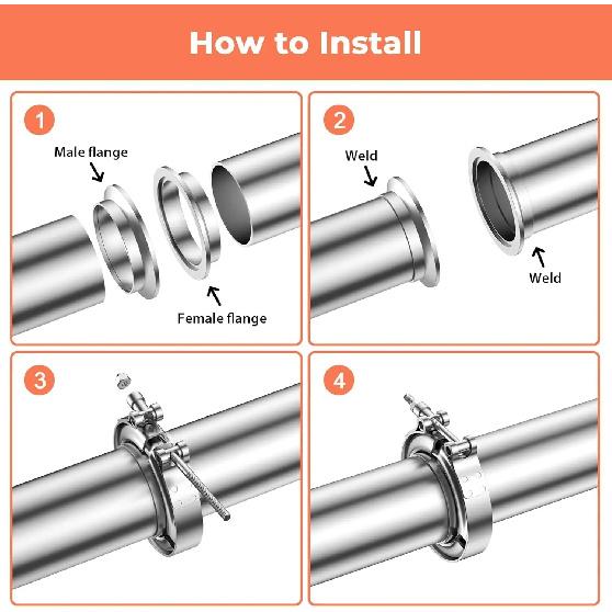 304 Stainless Steel 2.75 Inch 70mm Standard V Band Clamp Intercooler Turbo Exhaust Downpipe Vband Pipe Clamp Automotive V Clamp