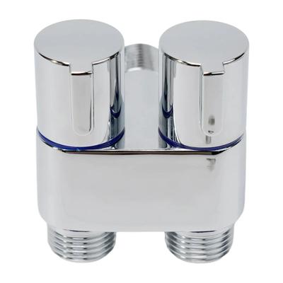 G1/2 Mini Multi-function Faucet, Brass 1 Into 2 Out Dual Control Washing Machine Chrome/Gray Tap Three-way Triangle Valve