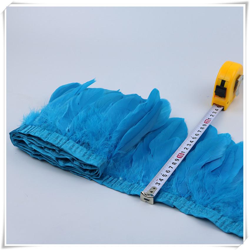 High Quality Multicolor Goose Feather Trims 2yards 6-8inches/15-20cm Fringed Feather Trim for Skirt/costumes Ribbon Feathers