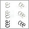 Diamond Earless Holes Stainless Steel Double Side C Cartilage Earrings Jewelry