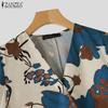 ZANZEA Women Casual V-Neck A-Line Short Sleeve Printed Dresses
