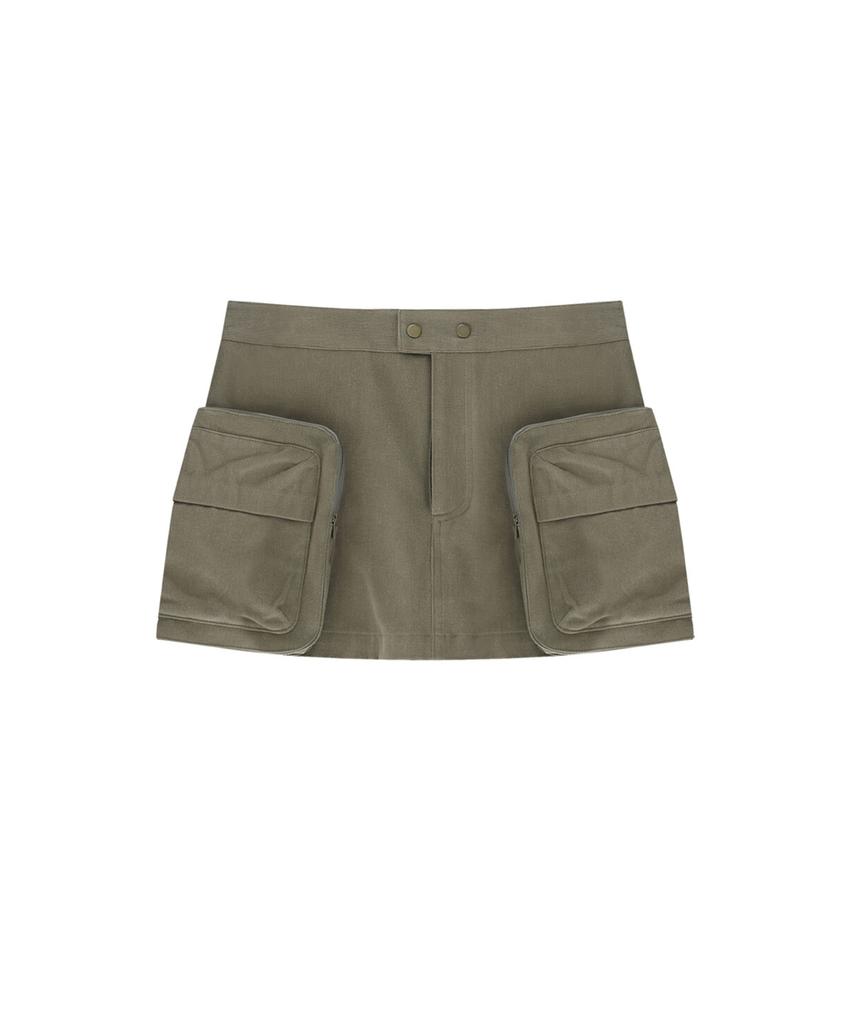 Kasiko Flauschige Cargo Minirock Hose Khaki