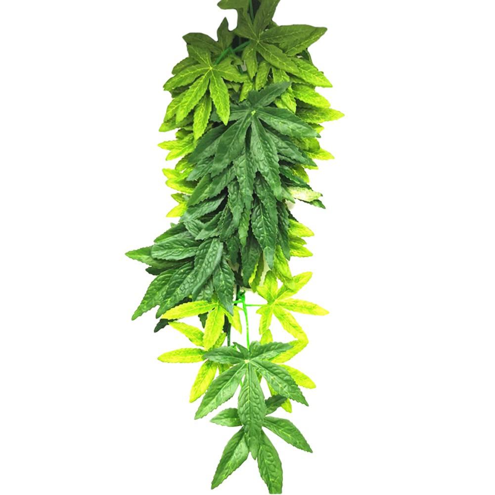 Terrarium Plant Decoration for Amphibian Lizard Snake Climbing with Suction Cup High Temperature Resistance Resin Green Plants