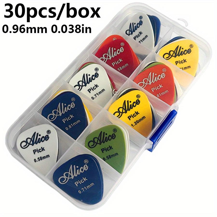 30pcs/box Alice Guitar Picks Plastic Colorful Guitar Paddles with Transparent Storage Box Thickness 0.58-1.50mm 6 Size JXB