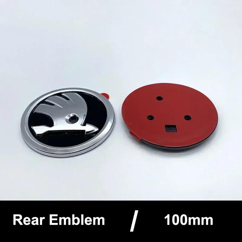 DYZ5 ABS 100mm Front Rear Emblem Decals for Skoda Yeti Superb Octavia A7 RS Rapid Fabia Karoq Car Trunk Badge Sticker Accessories