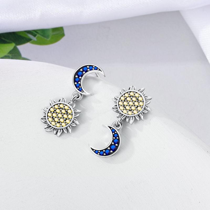 2023 925 Sterling Silber Ohrringe Traumfänger Herz Stern Sonne Creolen