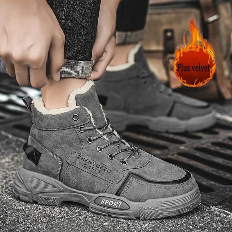 Herbst- und Winter-High-Top-Verdickte Fleecegefütterte Warme Schneestiefel, Bequeme Leichte Lässige Wanderschuhe für Outdoor-Sport, Wandern, Reisen