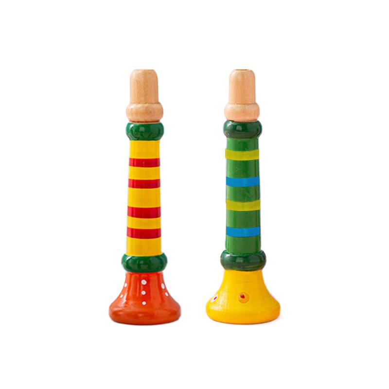 Wooden Trumpet Children Toy Horn Whistle Musical Instrument for Kids Early Educational Orff Music Instrument Sound Training Game