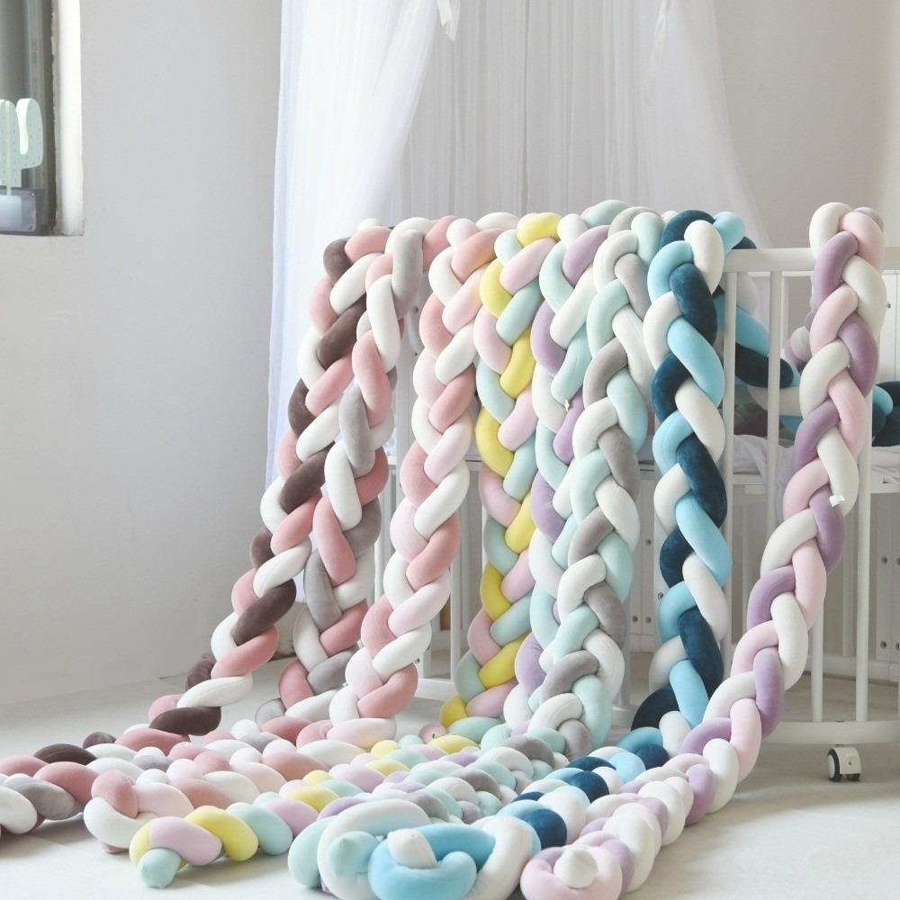 Handmade Cot Bumper Soft Plush Braided Pillow Decorative Crib Protector Home Decorations