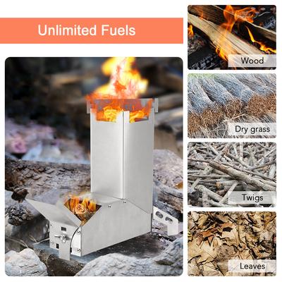 Lixada – poêle à bois pliable d'extérieur, poêle à fusée en acier inoxydable, pour tente de camping de randonnée
