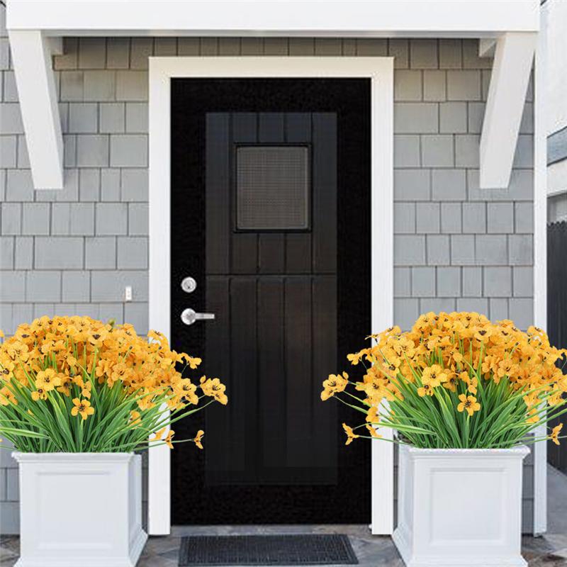 10 Teile/paket Künstliche Blume Frühling Gras Grün Pflanzen Aquatische Violett DIY Outdoor Balkon Hause Dekoration