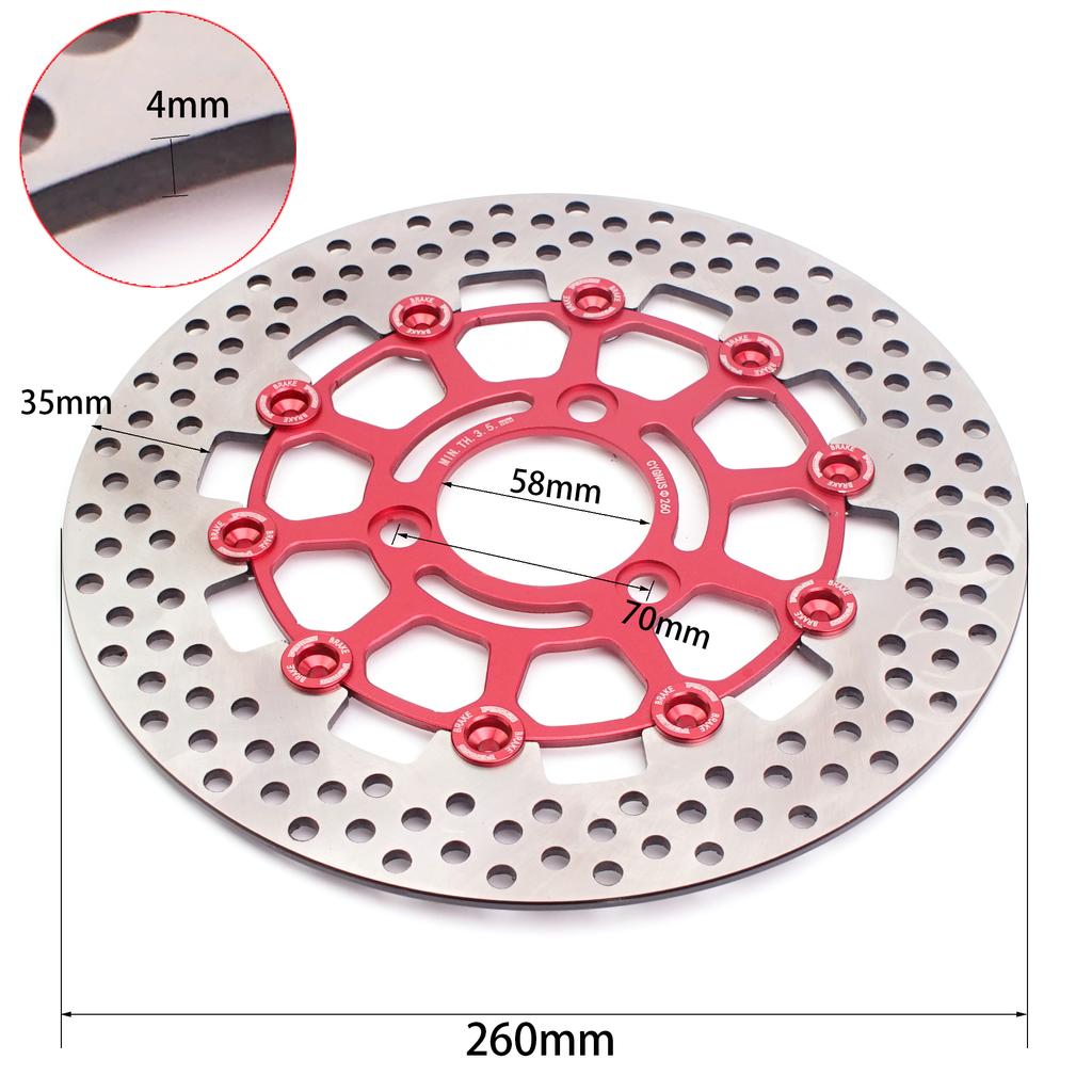 Brake Disc Rotor Motorcycle CNC Aluminum 260mm 3 Hole 5 Hole Pitching 70mm 59mm Floating Disc for Yamaha BWS WISP Motorbike